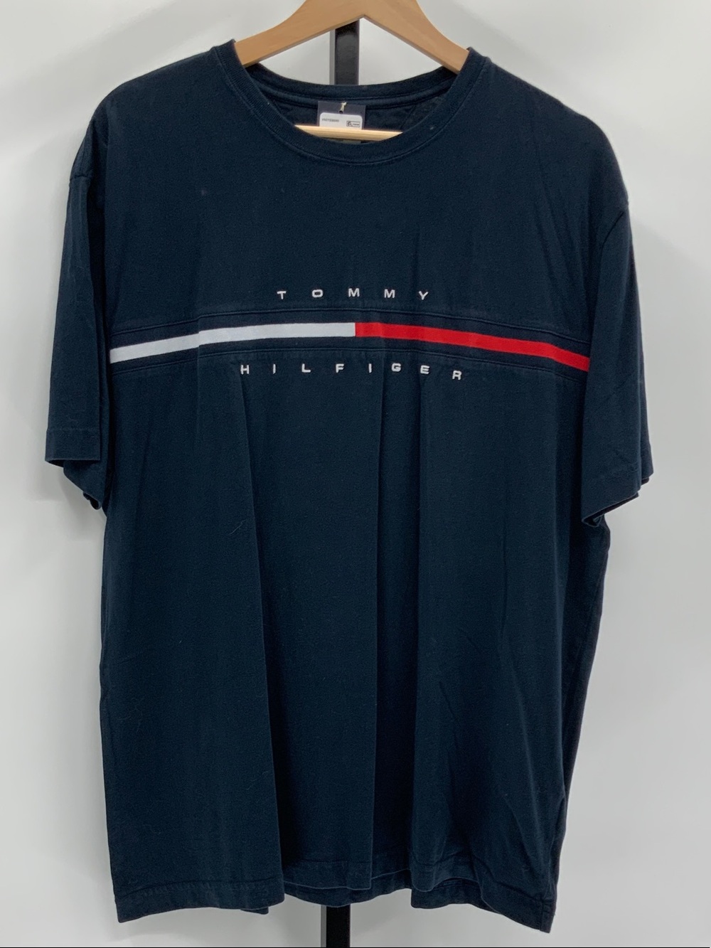 Tommy Hilfiger Navy Tee with Red & White Chest Stripe